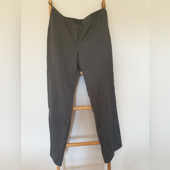 David Lawrence Stripe Wide Leg Welt Pants Taupe - Picture 2 of 4